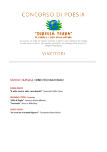 CLASSIFICA CONCORSO DI POESIA "Sorella Terra"
