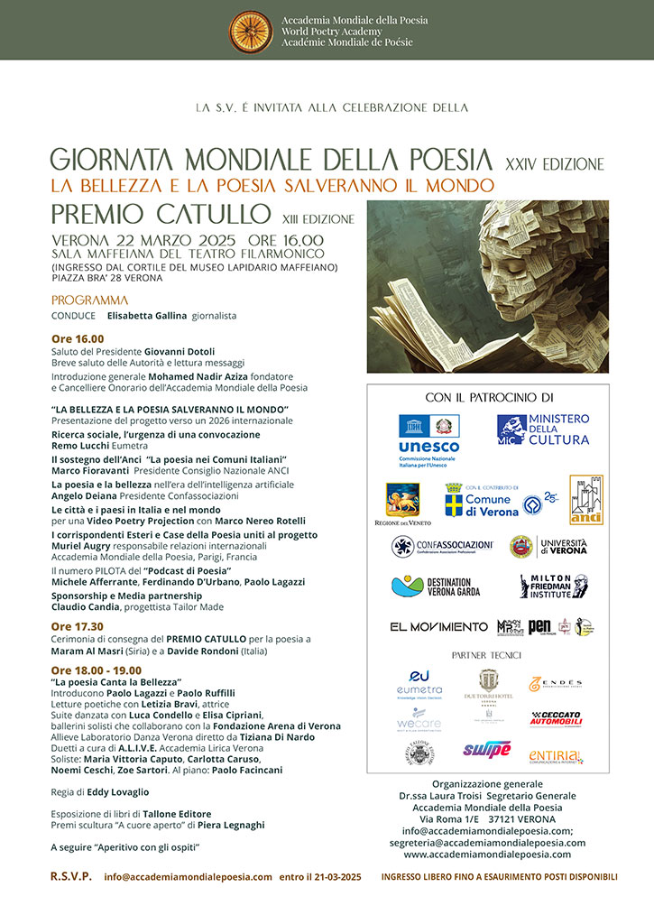 Bellezza e Poesia salveranno il mondo, Giornata Mondiale della Poesia 2025